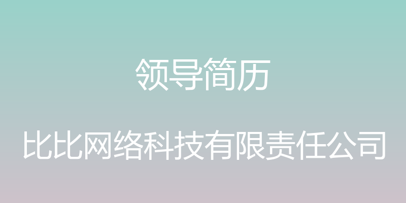 领导简历 - 比比网络科技有限责任公司