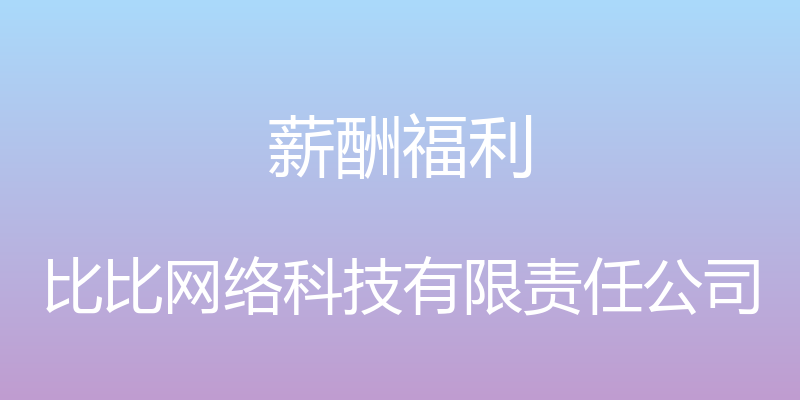 薪酬福利 - 比比网络科技有限责任公司