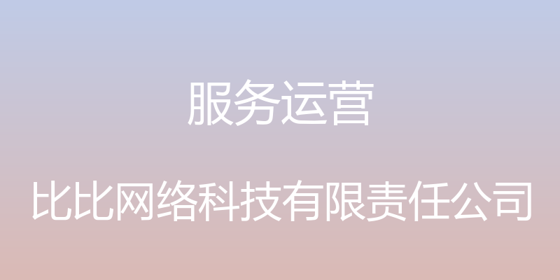 服务运营 - 比比网络科技有限责任公司